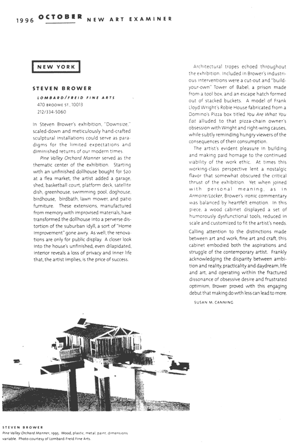New Art Examiner, 1996, Steven Brower Downsize review